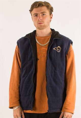 VINTAGE BLACK NAVY LOS ANGELES RAMS GILET JACKET