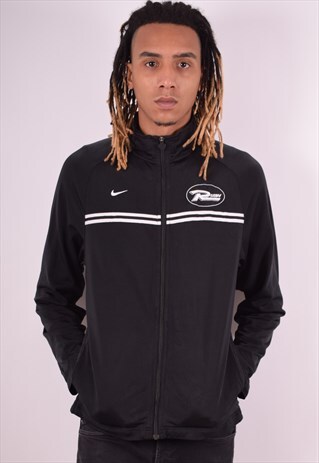NIKE MENS VINTAGE TRACKSUIT TOP JACKET MEDIUM BLACK 90S