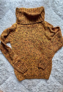 Vintage Crochet Knitted Orange Y2K Jumper Long Sleeves