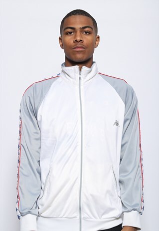 VINTAGE KAPPA TAPE LOGO TRACK JACKET WHITE