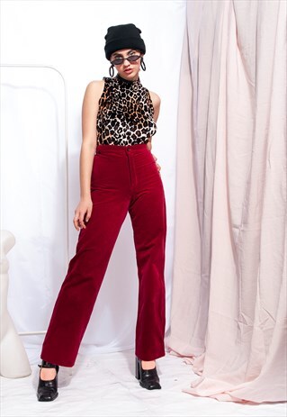 VINTAGE VELVET TROUSERS 70S HIGH-WAISTED TWIN PEAKS PANTS