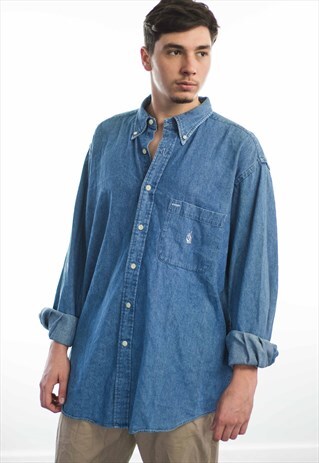 VINTAGE NAUTICA LOGO DENIM SHIRT 90S XL 18.1