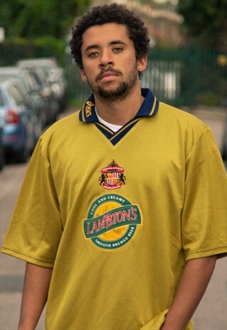 VINTAGE ASICS SUNDERLAND AWAY KIT FROM 1997/8 SEASON, YELLOW