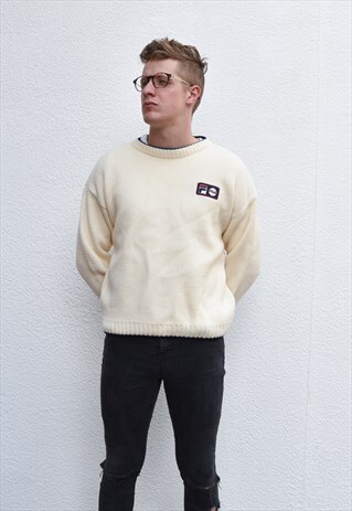 VINTAGE FILA HERITAGE CABLE KNIT JUMPER SIZE S