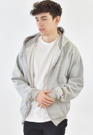 VINTAGE 90S GREY CHAMPION ZIP UP SWEATSHIRT