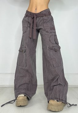 Vintage Y2k Cargo Trousers Super Wide Leg Lightweight 90s