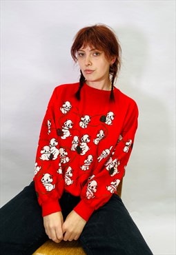 Vintage Size S Kitten Sweatshirt in Red