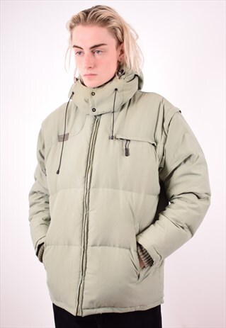 FILA MENS VINTAGE PADDED JACKET MEDIUM KHAKI 90S