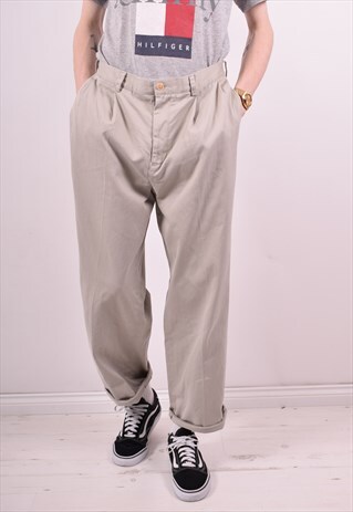 NAUTICA MENS VINTAGE TROUSERS W34 L34 BEIGE 90S