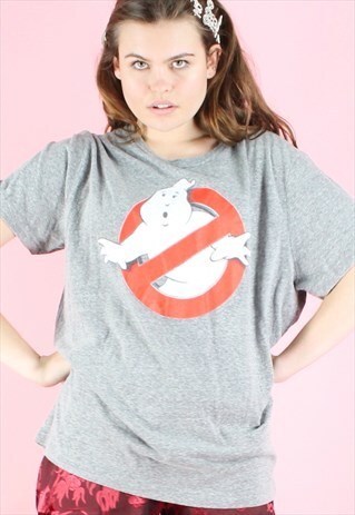 VINTAGE 90S T-SHIRT GHOSTBUSTERS Y2K GREY MOVIE