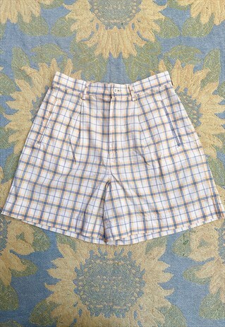 VINTAGE 90'S HIGH WAISTED CHECKED SHORTS - S