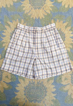Vintage 90's High Waisted Checked Shorts - S