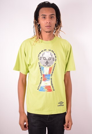 UMBRO MENS VINTAGE T-SHIRT TOP LARGE GREEN 90S