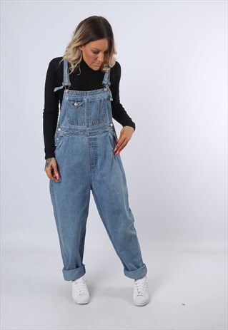 DUNGAREES BLUE JEANS TAPERED VINTAGE DENIM 90'S UK 12 (CK2R)