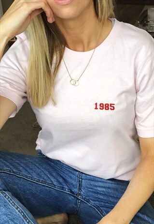 PERSONALISED YEAR T SHIRT IN PINK