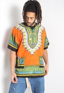 Vintage African Print Tunic Top Multi