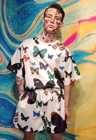 BUTTERFLY BASKETBALL SHORTS HANDMADE CARTOON EMOJI OVERALLS