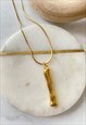 GOLD LETTER INITIAL 'I' BAMBOO PENDANT CHARM NECKLACE