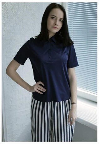 VINTAGE 70'S NAVY POLO SHIRT