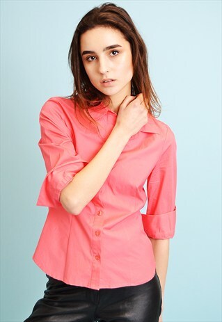 CUTE VINTAGE 90'S RETRO MINIMALIST PINK PETITE SHIRT TOP