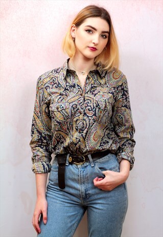 1990S VINTAGE MULTICOLOURED PAISLEY PATTERN SHIRT