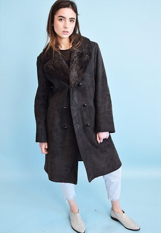 70'S RETRO FAUX FUR DETAILING SHEARLING SHERPA COAT