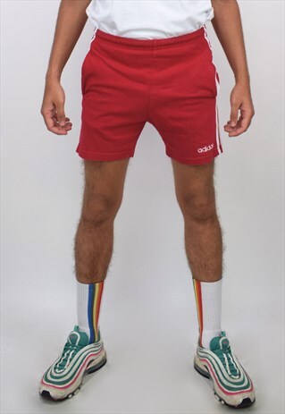 VINTAGE 90'S ADIDAS RED JERSEY SHORTS