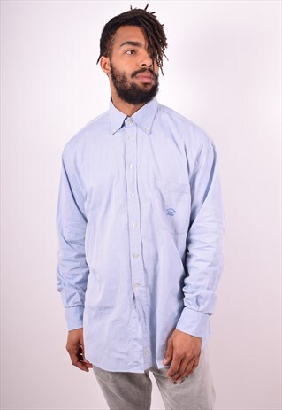 PAUL & SHARK MENS VINTAGE SHIRT XL BLUE 90S