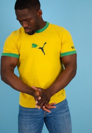 VINTAGE PUMA T-SHIRT IN YELLOW NT77