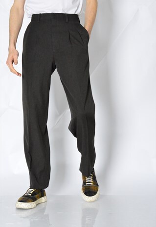 VINTAGE 90S BROWN MINIMALIST PLEATED PANTS