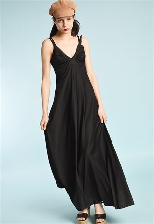 VINTAGE 70'S RETRO ELEGANT FULL LENGTH MAXI DRESS