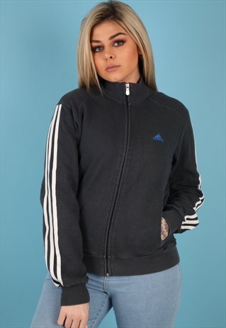 VINTAGE ADIDAS TRACK JACKET IN BLACK NJ482