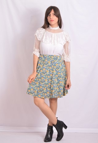BLUE FLORAL VINTAGE SKIRT