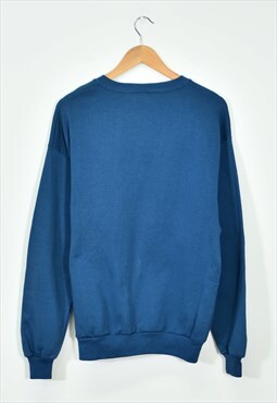 Vintage 1990's Plain Sweatshirt Blue Large