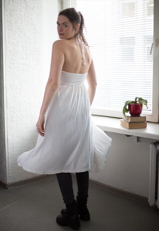 VINTAGE 80'S WHITE SWING SLEEVELESS DRESS