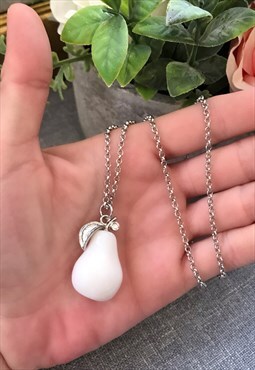 White Pear Long Necklace