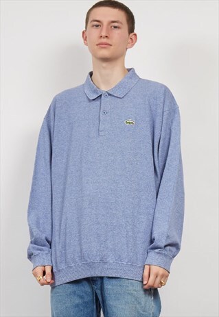 VINTAGE 80'S LACOSTE BLUE SPECKLED POLO SWEATSHIRT
