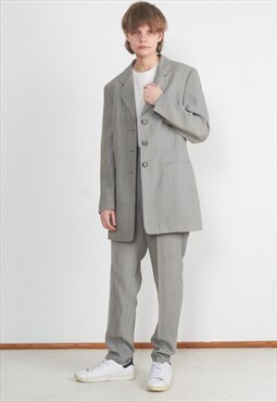 Vintage Grey Two Pieces Suit Trousers Blazer