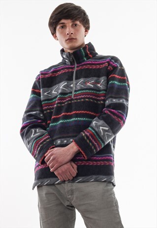 VINTAGE SERGIO TACCHINI PULLOVER JACKET 90S GREY AZTEC