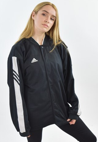 VINTAGE 90S BLACK ADIDAS BOMBER TRACKSUIT TOP