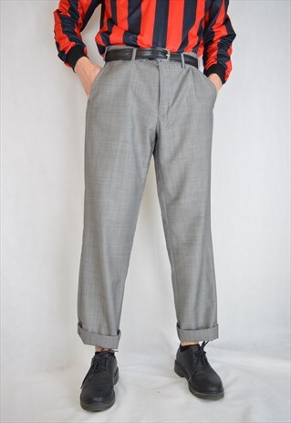 VINTAGE GREY 80'S CLASSIC SUIT STRAIGHT TROUSERS