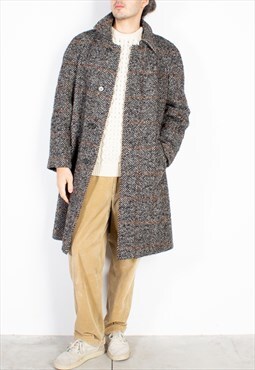 Men's Lebole Tweed Brown Checked Coat