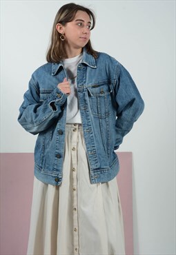 Vintage 90s Denim Jacket Oversize Blue Size L