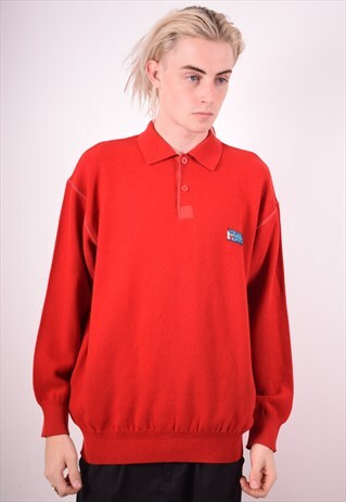 MENS VINTAGE JUMPER SWEATER XXL RED 90S