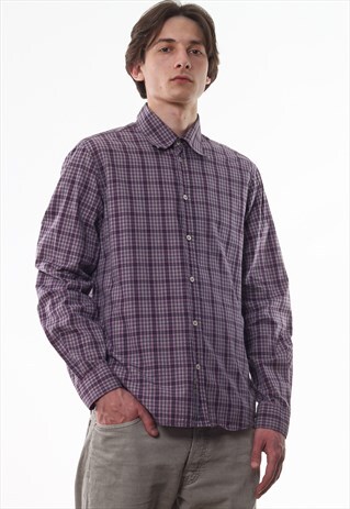 VINTAGE MOSCHINO 90S PURPLE CHECKED LONG SLEEVE