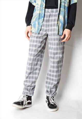 VINTAGE 80S GREY CHECK LIGHTWEIGHT PANTS