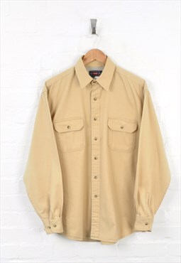 Vintage Wrangler Cotton Shirt Beige Large CV11716