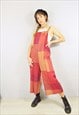 PATTERNED DUNGAREES RELAXED FIT 3/4 LENGTH RED PATCHWORK