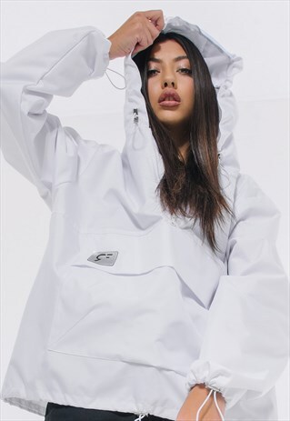 OVERSIZED WINDBREAKER HOODIE IN WHITE