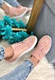 PINK FAUX SUEDE SEQUIN TRAINERS